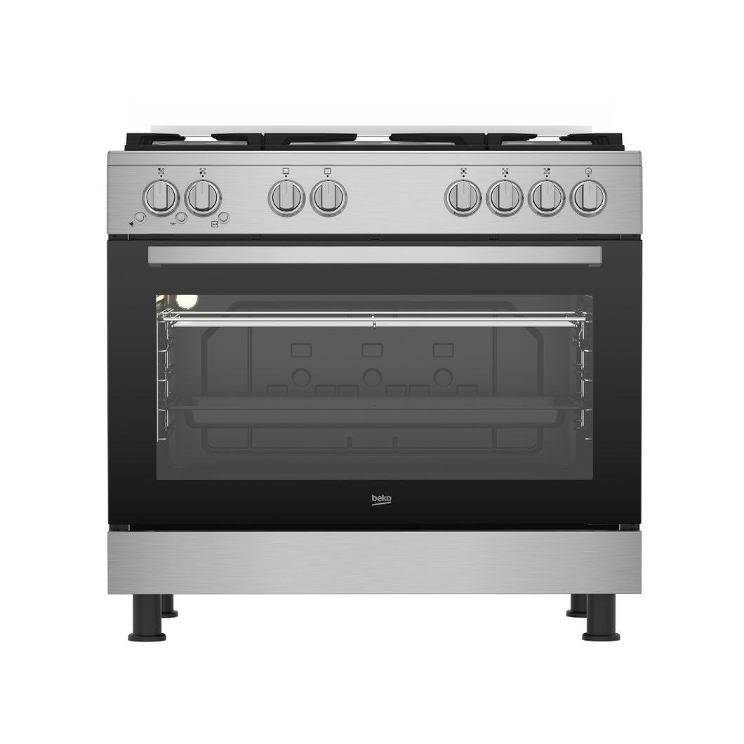 بيكو فرن غاز قائم بذاته 5 شعلات بمقاس 90x60 , الفولاذ المقاوم للصدأ