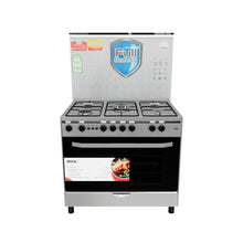 Load 3D model into Gallery viewer, Dora Free Standing Gas Cooker 5 Burner with Grill 90x60 Stainless Steel
